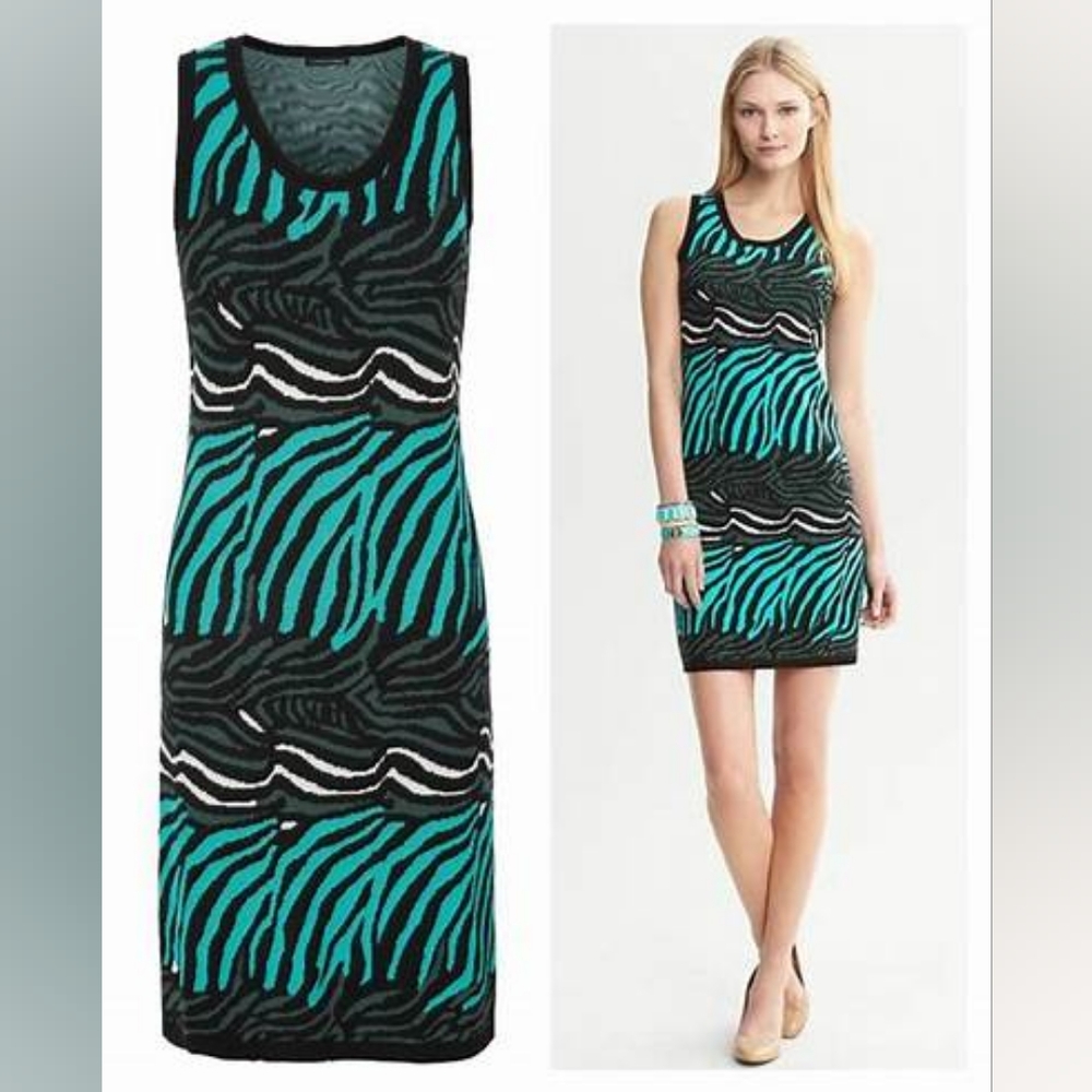 Issa London Collection x Banana Republic Zebra Print Sweater Dress